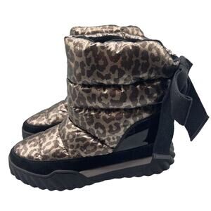 Kate Spade Boots Womens 7 M New York Frosty Comfort Black Leopard Pull On Bow
